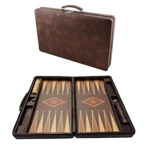 Backgammon Koffer, Tavla, Medium, Reisespiele, Tric Trac, Kunstleder, 44 x 27 cm