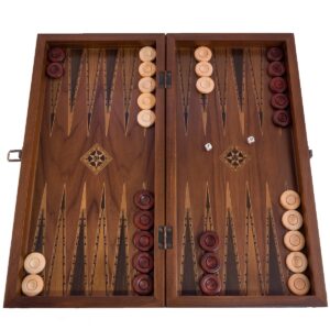 Helena Wood Art, Handgefertigtes Hochwertiges Backgammon Spiel aus Holz, Tavla, 100% Holz, Deluxe Edition, TricTrac, 50 x 25 cm