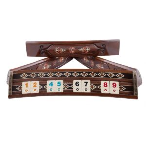 Helena Wood Art, Handgefertigtes Oval Rummy Set aus Holz inklusive Tasche, Okey Takimi, 100% Holz, Luxus Edition