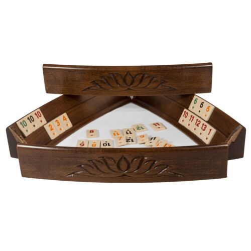 Helena Wood Art, Handgefertigtes Oval Rummy Set aus Holz inklusive Tasche, Okey Takimi, 100% Holz, Luxus Edition