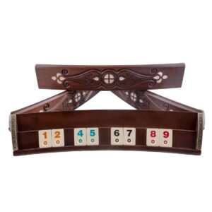 Helena Wood Art, Handgefertigtes Oval Rummy Set aus Holz inklusive Tasche, Okey Takimi, 100% Holz, Luxus Edition