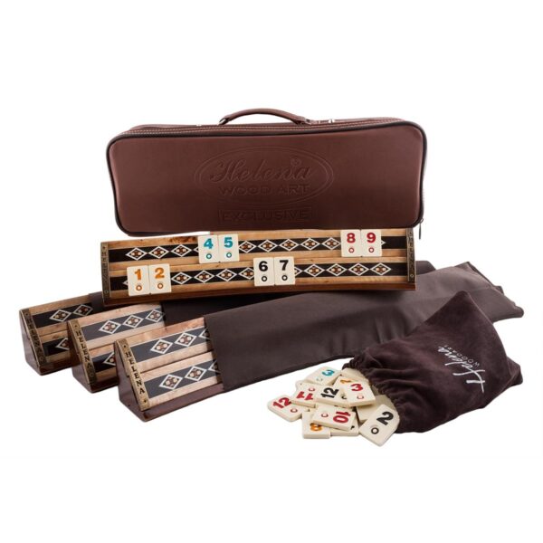 Helena Wood Art, Handgefertigtes Oval Rummy Set aus Holz inklusive Tasche, Okey Takimi, 100% Holz, Luxus Edition – Bild 2