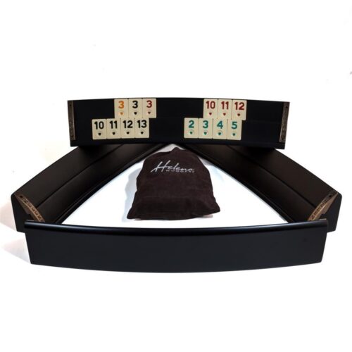 Helena Wood Art, Handgefertigtes Oval Rummy Set aus Holz inklusive Tasche, Okey Takimi, Schwarz, 100% Holz, Luxus Edition