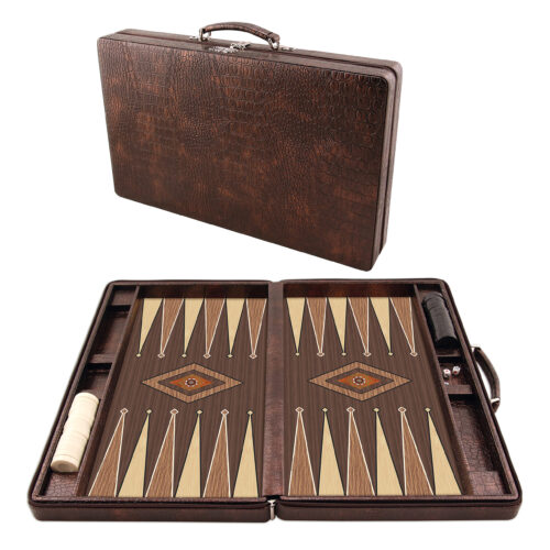 Backgammon Koffer, Tavla, Medium, Reisespiele, Tric Trac, Kunstleder, 44 x 27 cm