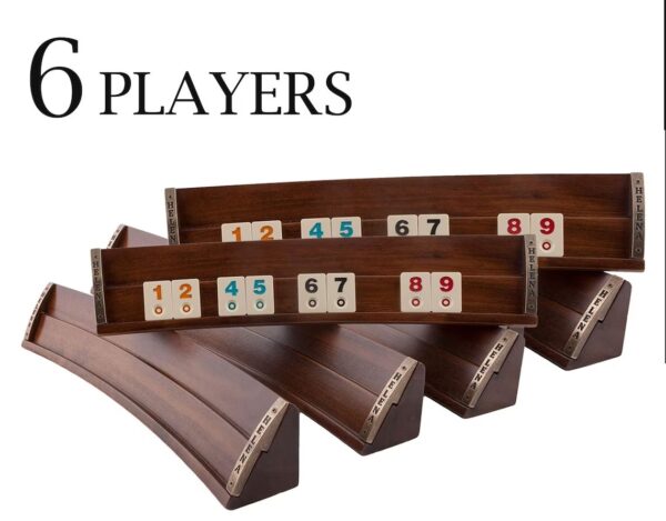 Helena Wood Art, Handgefertigtes Oval Rummy Set aus Holz für 6 Spieler und inklusive Tasche, Okey Takimi, 100% Holz, Luxus Edition