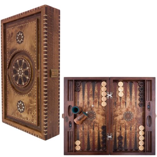 Helena Wood Art, Handgefertigtes Hochwertiges Backgammon Spiel aus Holz, Tavla, 100% Holz, Deluxe Edition, TricTrac, 52 x 30 cm