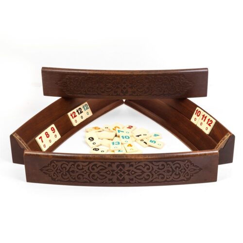 Helena Wood Art, Handgefertigtes Oval Rummy Set aus Holz inklusive Tasche, Okey Takimi, 100% Holz, Luxus Edition