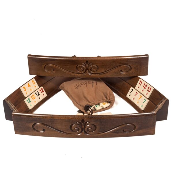 Helena Wood Art, Handgefertigtes Oval Rummy Set aus Holz für 6 Spieler und inklusive Tasche, Okey Takimi, 100% Holz, Luxus Edition – Bild 2
