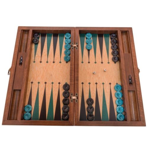 Helena Wood Art, Hochwertiges Backgammon Spiel Set, Tavla, TricTrac, 51 x 31,5 cm